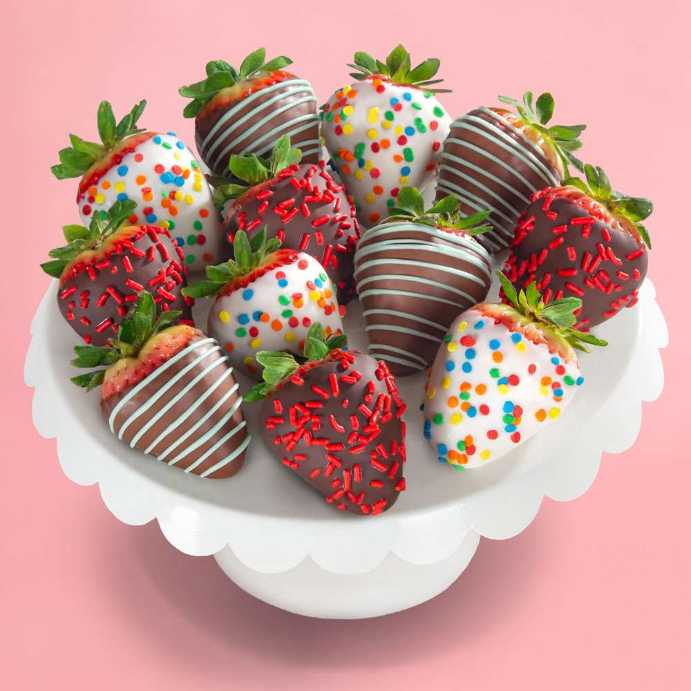 Image of 12pc Happy Birthday Dipped Strawberries