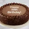 Zoomed in Image of Happy 50th Birthday Double Chocolate Cake