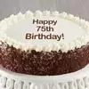 Zoomed in Image of Happy 75th Birthday Chocolate and Vanilla Cake