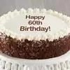 Zoomed in Image of Happy 60th Birthday Chocolate and Vanilla Cake