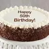 Zoomed in Image of Happy 50th Birthday Chocolate and Vanilla Cake