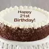 Zoomed in Image of Happy 21st Birthday Chocolate and Vanilla Cake