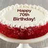 Zoomed in Image of Happy 70th Birthday Red Velvet Cake