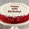 Zoomed in Image of Happy 40th Birthday Red Velvet Cake