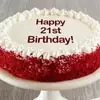 Zoomed in Image of Happy 21st Birthday Red Velvet Cake