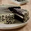 Zoomed in Image of Black and White Mousse Cake