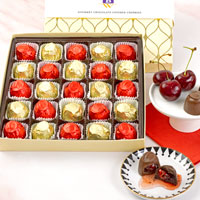 Zoomed in Image of Deluxe Chocolate Covered Cherries Gift Box