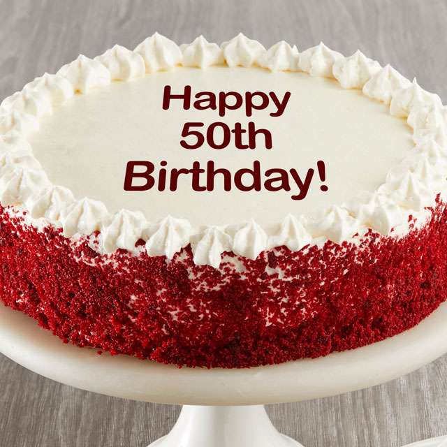 Image of Happy 50th Birthday Red Velvet Cake
