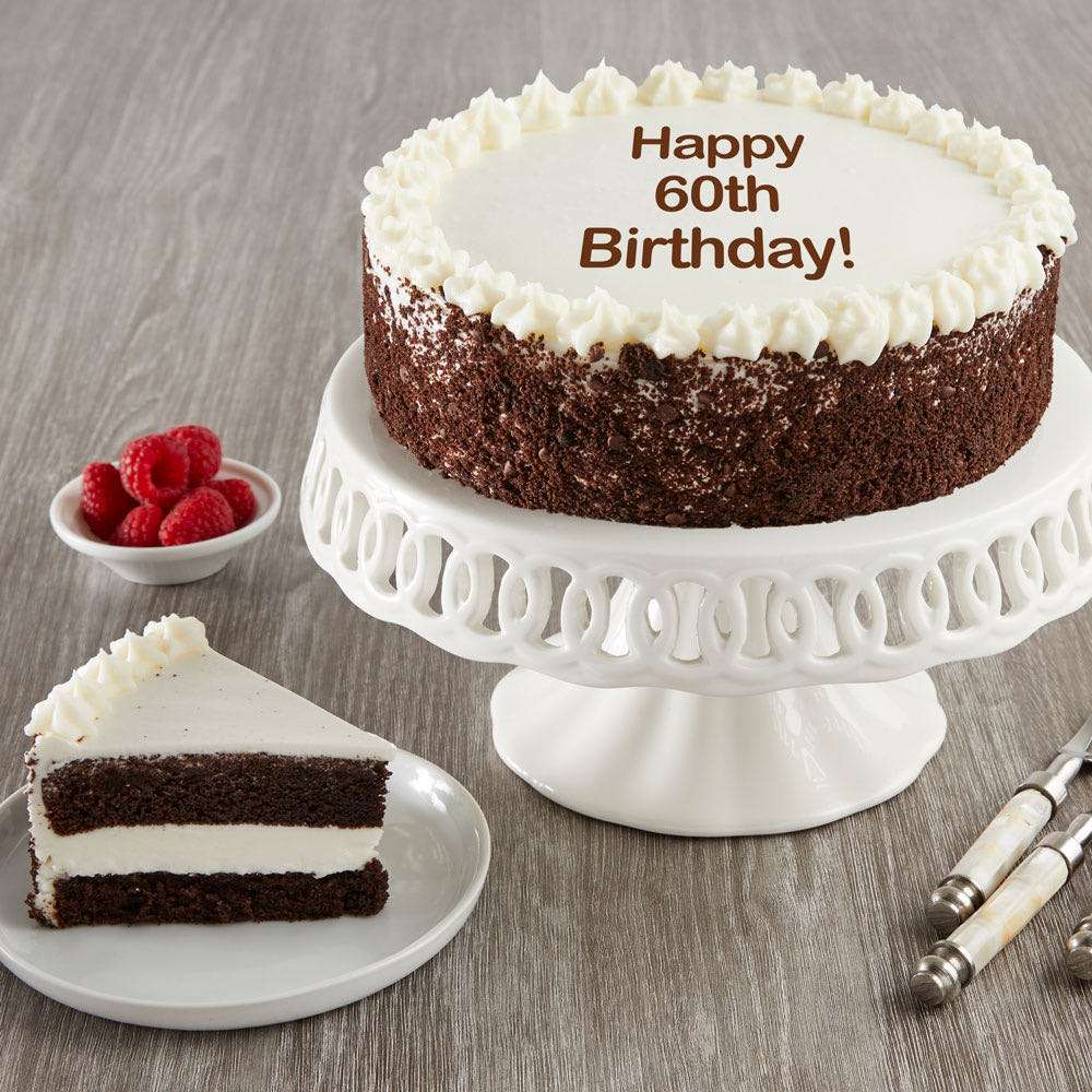 Image of Happy 60th Birthday Chocolate and Vanilla Cake