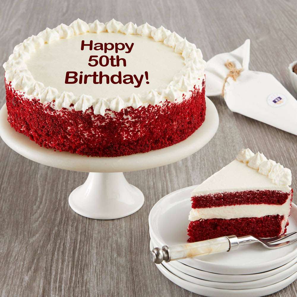 Image of Happy 50th Birthday Red Velvet Cake