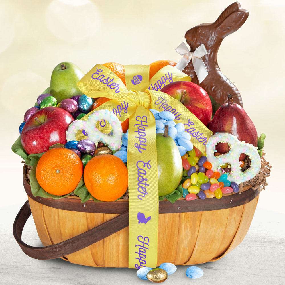 Image of Easter Bunny Fruit and Treats Gift Basket