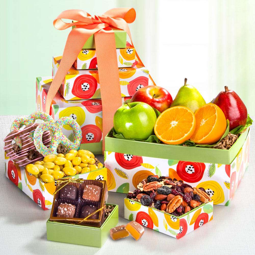 Image of Sunny Days Fruit & Sweets Gift Tower