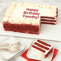 Wide View Image Personalized Red Velvet Sheet Cake