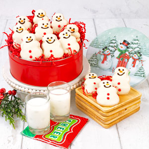Corporate Christmas Product: Snowman Cookie Tin with possible customizations