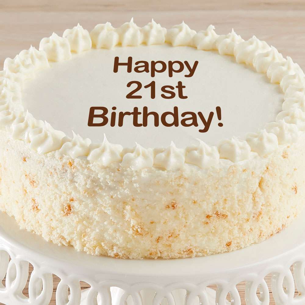 Happy 21st Birthday Vanilla Cake Close-up