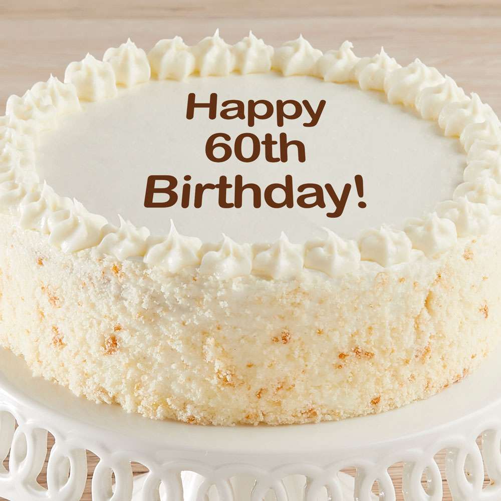Happy 60th Birthday Vanilla Cake Close-up