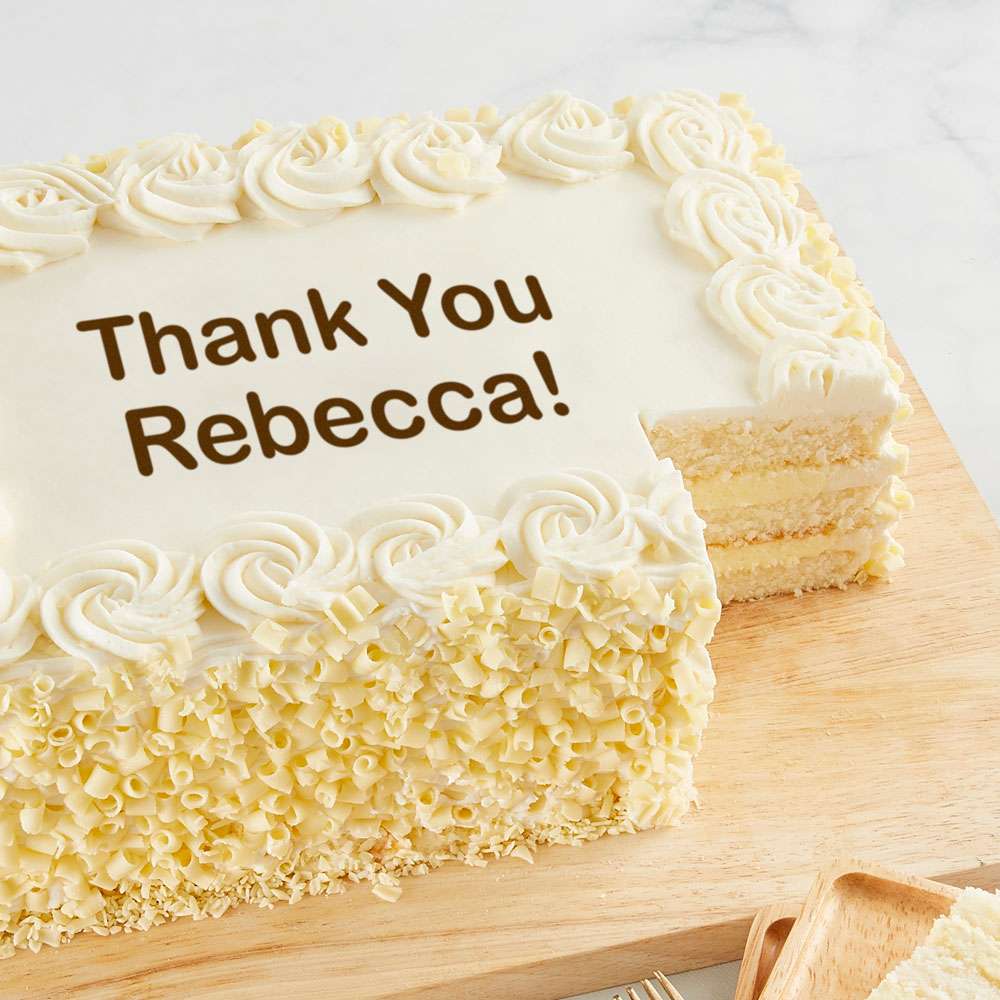 Personalized Vanilla Sheet Cake Close-up