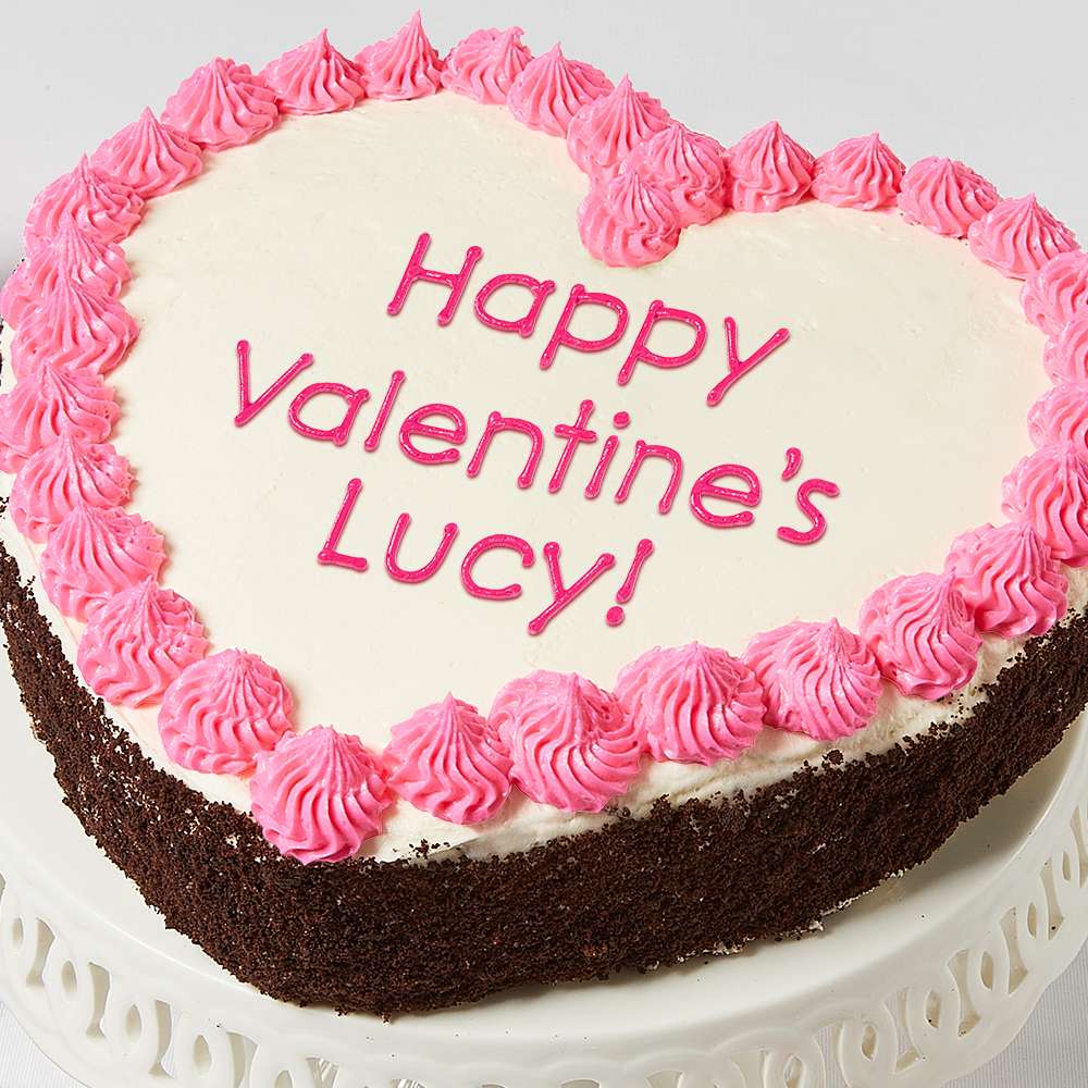Personalized 10-inch Heart-Shaped Chocolate Cake Close-up