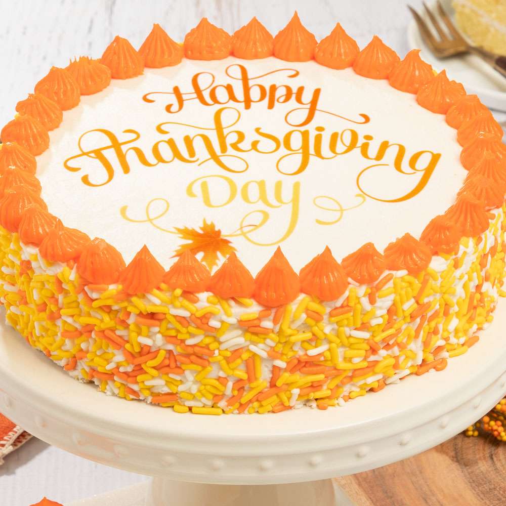 Happy Thanksgiving Cake Close-up