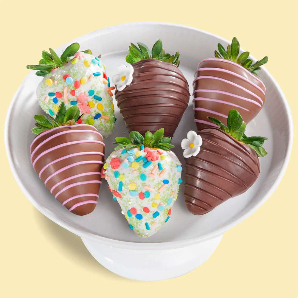 6PC Sweet Bloom Chocolate Covered Strawberries Close-up
