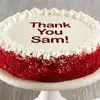 Zoomed in Image of Personalized Red Velvet Chocolate Cake